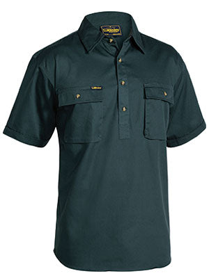 Bisley Mens BSC1433 Closed Front Cotton Drill Short Sleeve Shirt