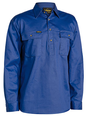 Bisley Mens BSC6433 Closed Front Cotton Drill Shirt long sleeve
