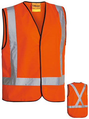 Bisley Mens BT0347 X taped fluro vest