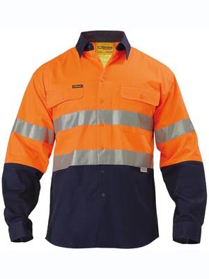 Bisley Mens BT6456 3M Taped 2 tone Hi Vis Open Front Long Sleeve Shirt