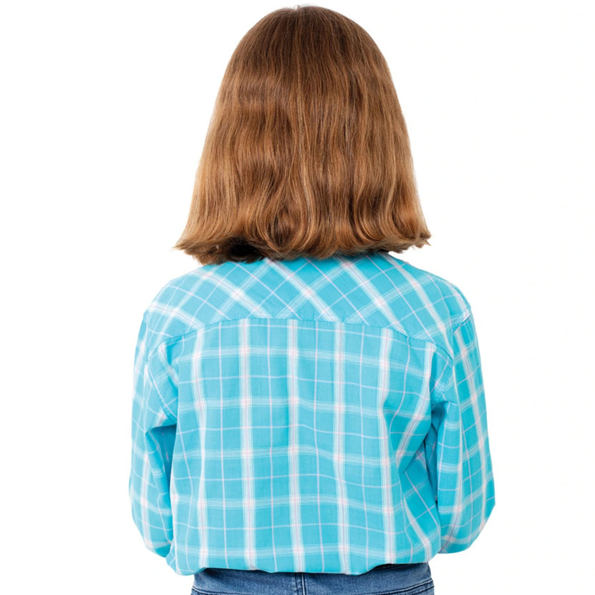 Just Country Girls Harper 1/2 button shirt-Aqua Plaid GWLS2183