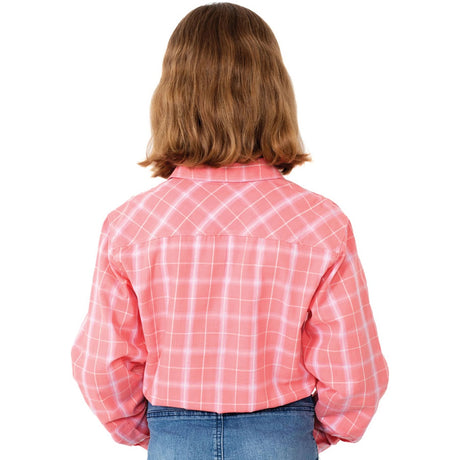 Just Country Girls Harper 1/2 button shirt-Calypso Pink Plaid GWLS2184