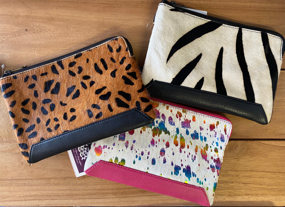The Design Edge Cow Hide Detroit Zip Clutch