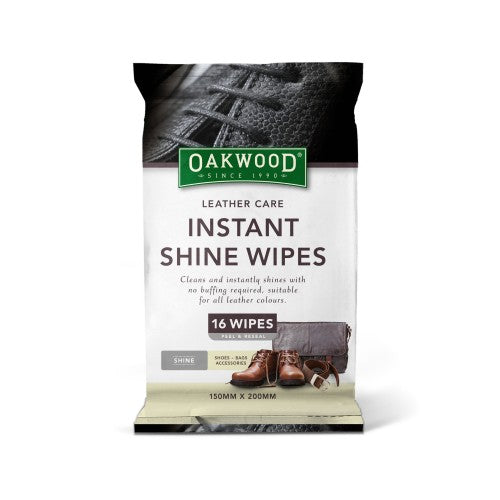 Oakwood Leather Care Instant Shine Wipes 16pk