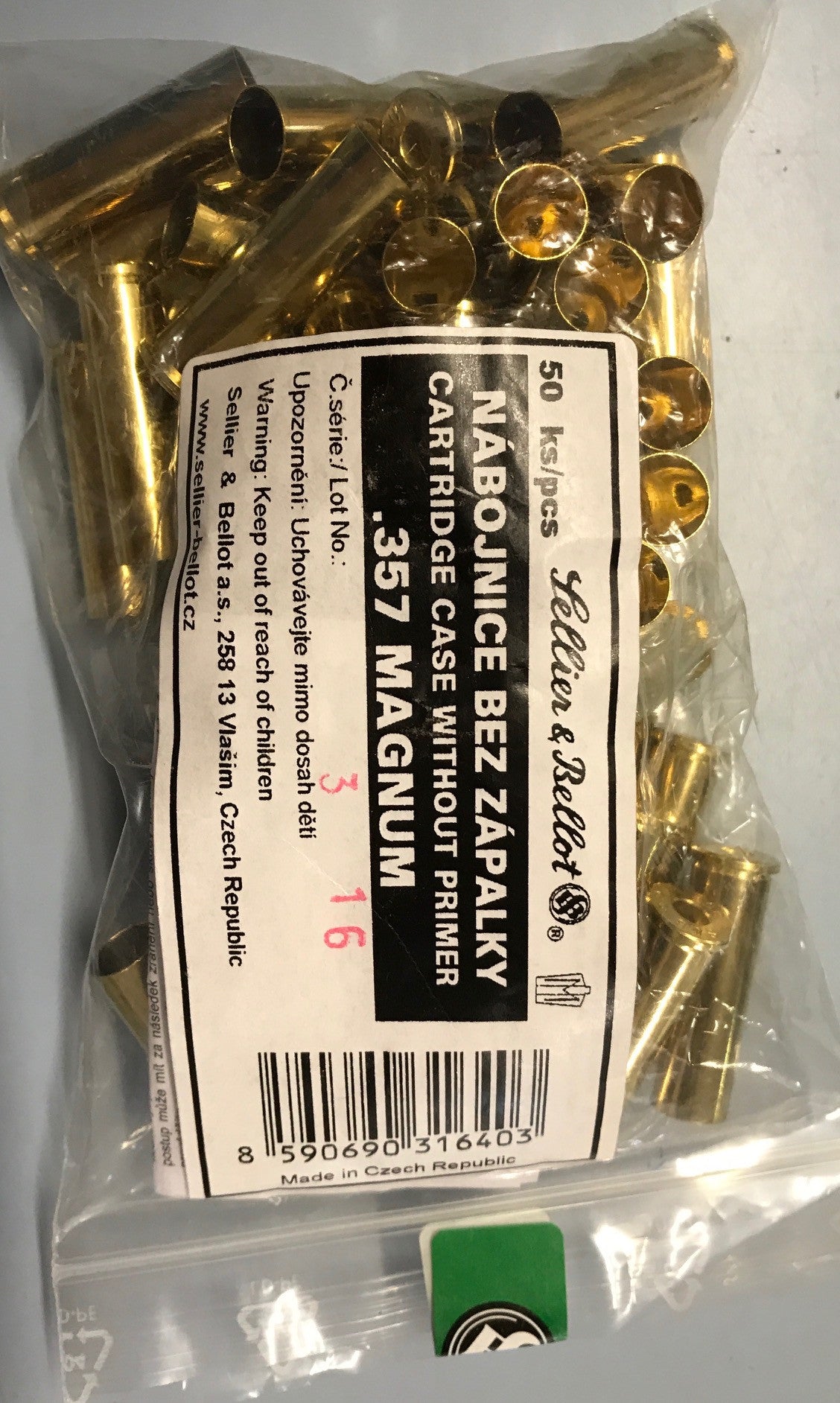 Sellier & Bellot .357Magnum unprimed brass 20pkt
