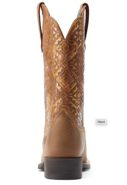 Ariat Ladies Round Up Brown & Copper Emboss Western Boots