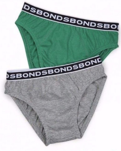 Bonds Boys 2 pack cotton briefs Green/Grey