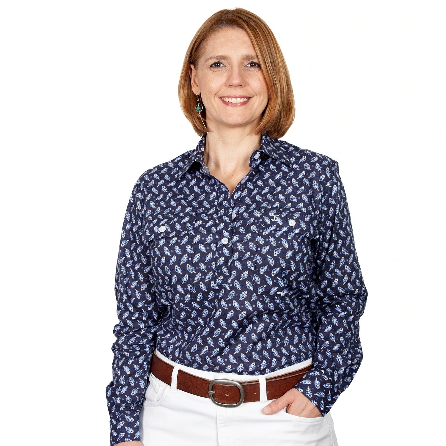 Just Country Ladies Georgie 1/2 button shirt WWLS2197