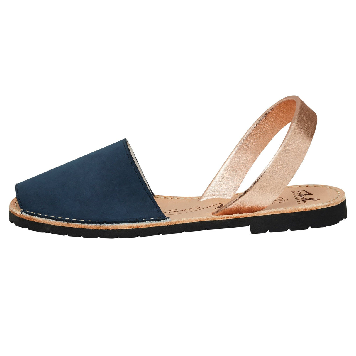 Avarcas Australia Navy Nubuck & Metallic Rose Gold Leather