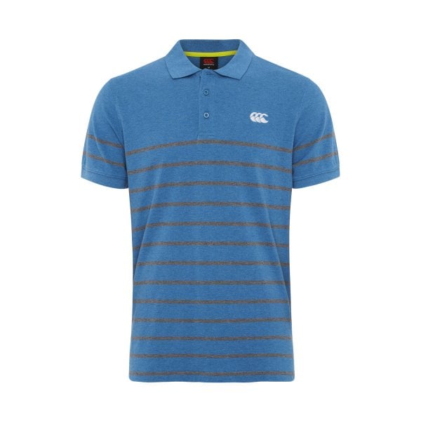 Canterbury Mens Engineered Stripe Polo-Swedish Blue Marle