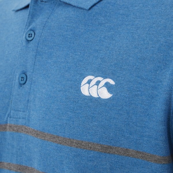 Canterbury Mens Engineered Stripe Polo-Swedish Blue Marle