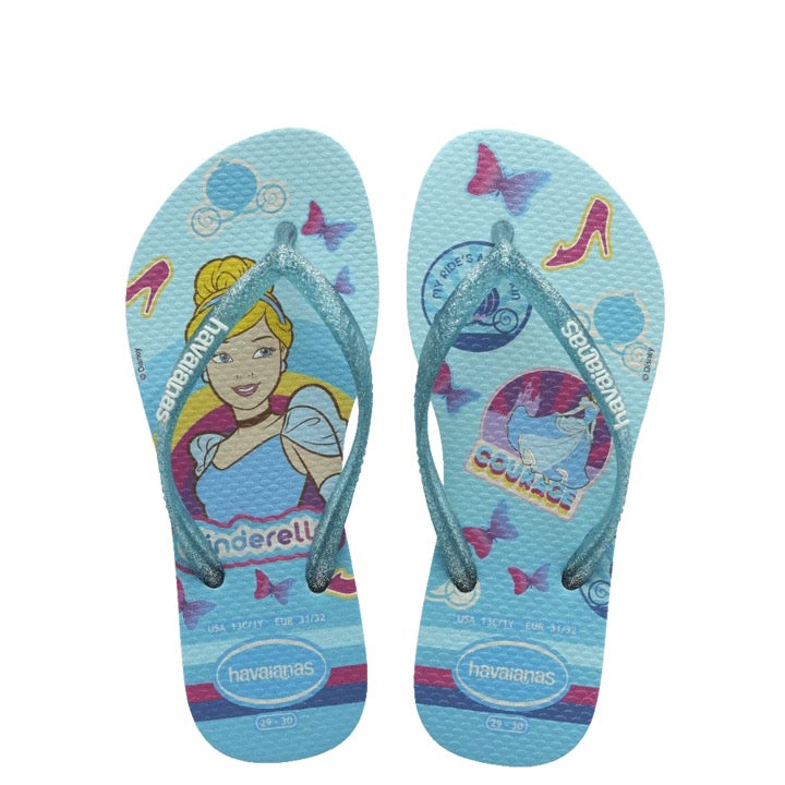 Havaianas Girls Slim Princess Thongs-Sky Blue