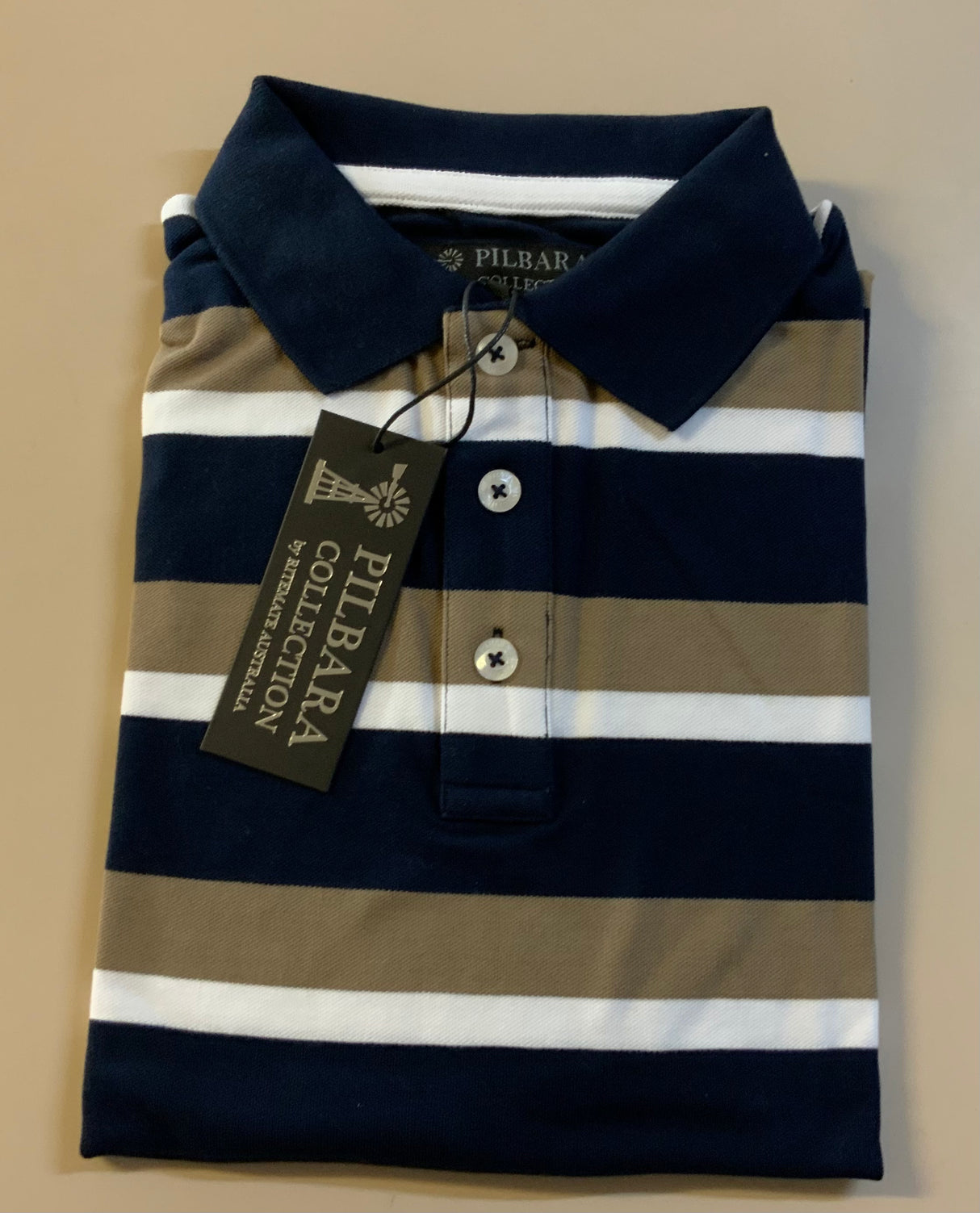 Pilbara Mens Striped Polo - RMPC066