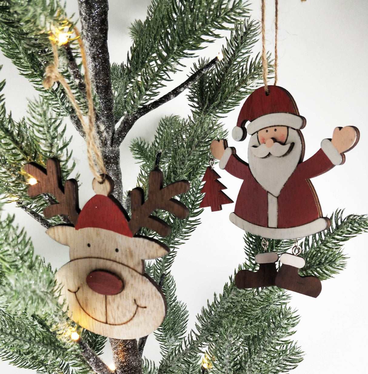 Santa & Reindeer Cutout Hanging Decorations