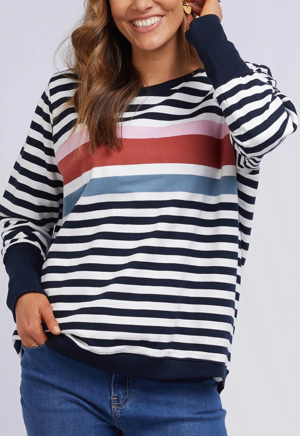 Elm Kayla Crew Navy / White Stripe