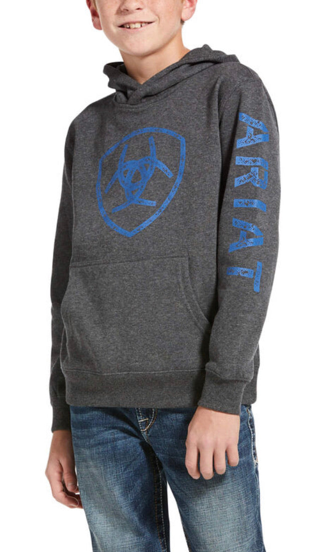 Ariat Boys Stencil Logo Hoodie Charcoal Heather