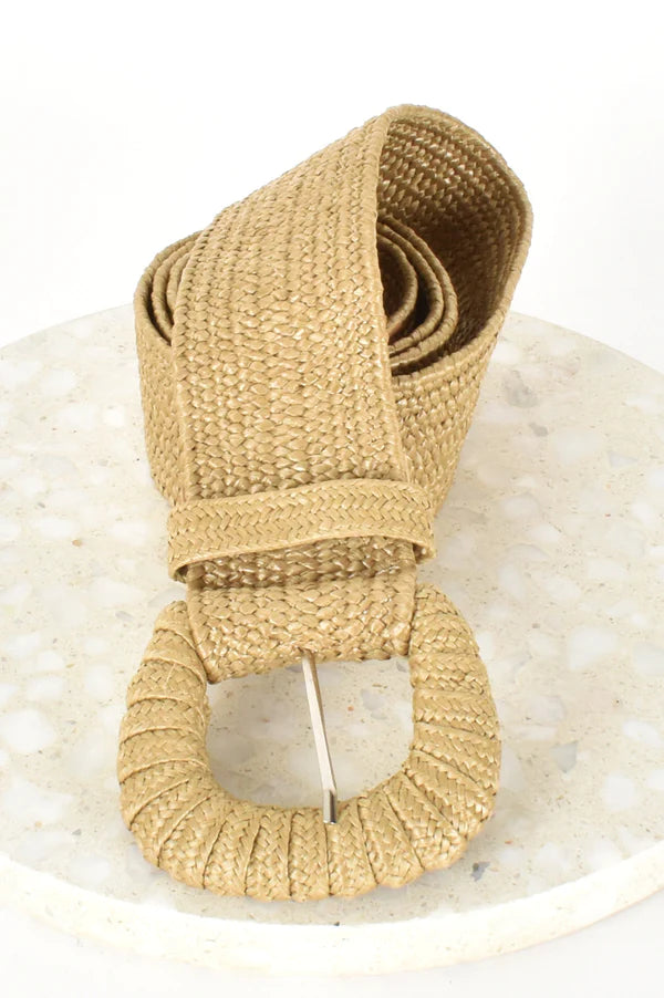 Adorne Ladies Curved Buckle Weave Belt