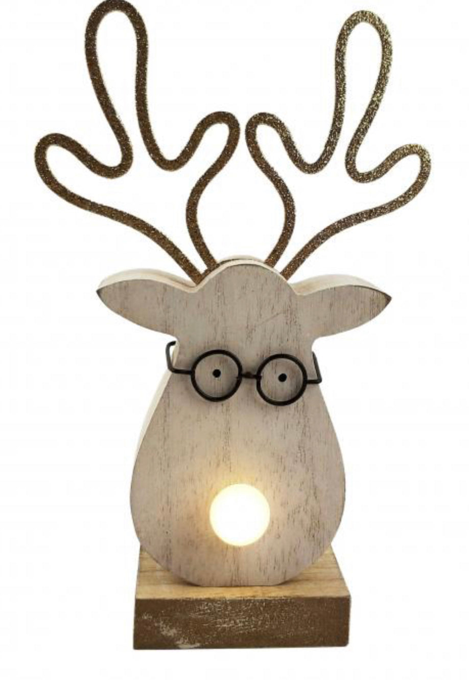 Reindeer With Glasses and light Up Nose. Small & Large Available