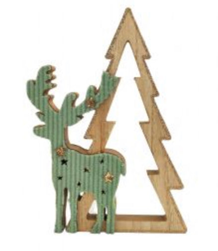 Wooden Tree & Reindeer Cutout Decoration