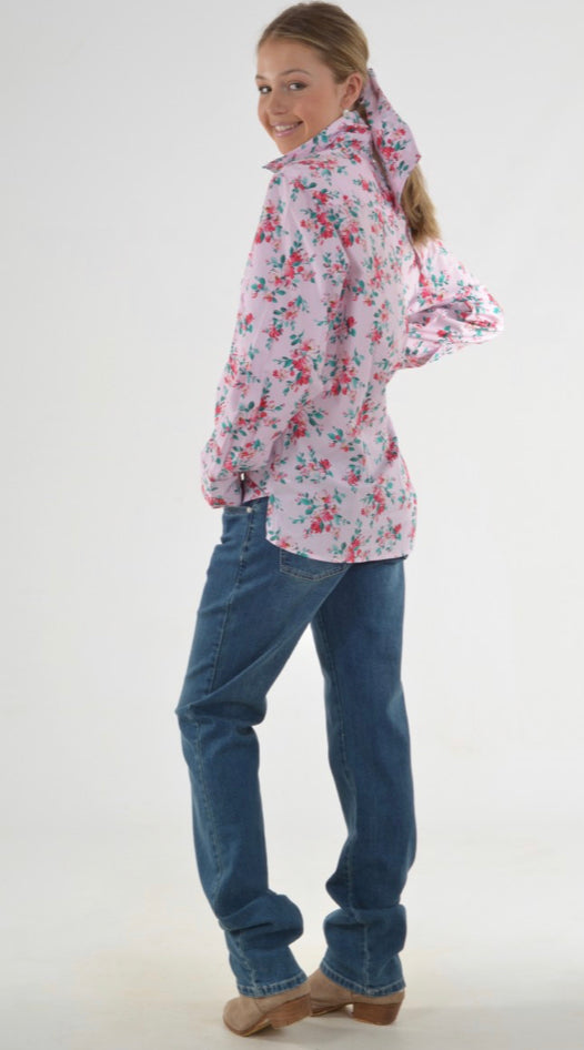 Bullrush Ladies Posie Pink Shirt Full Button