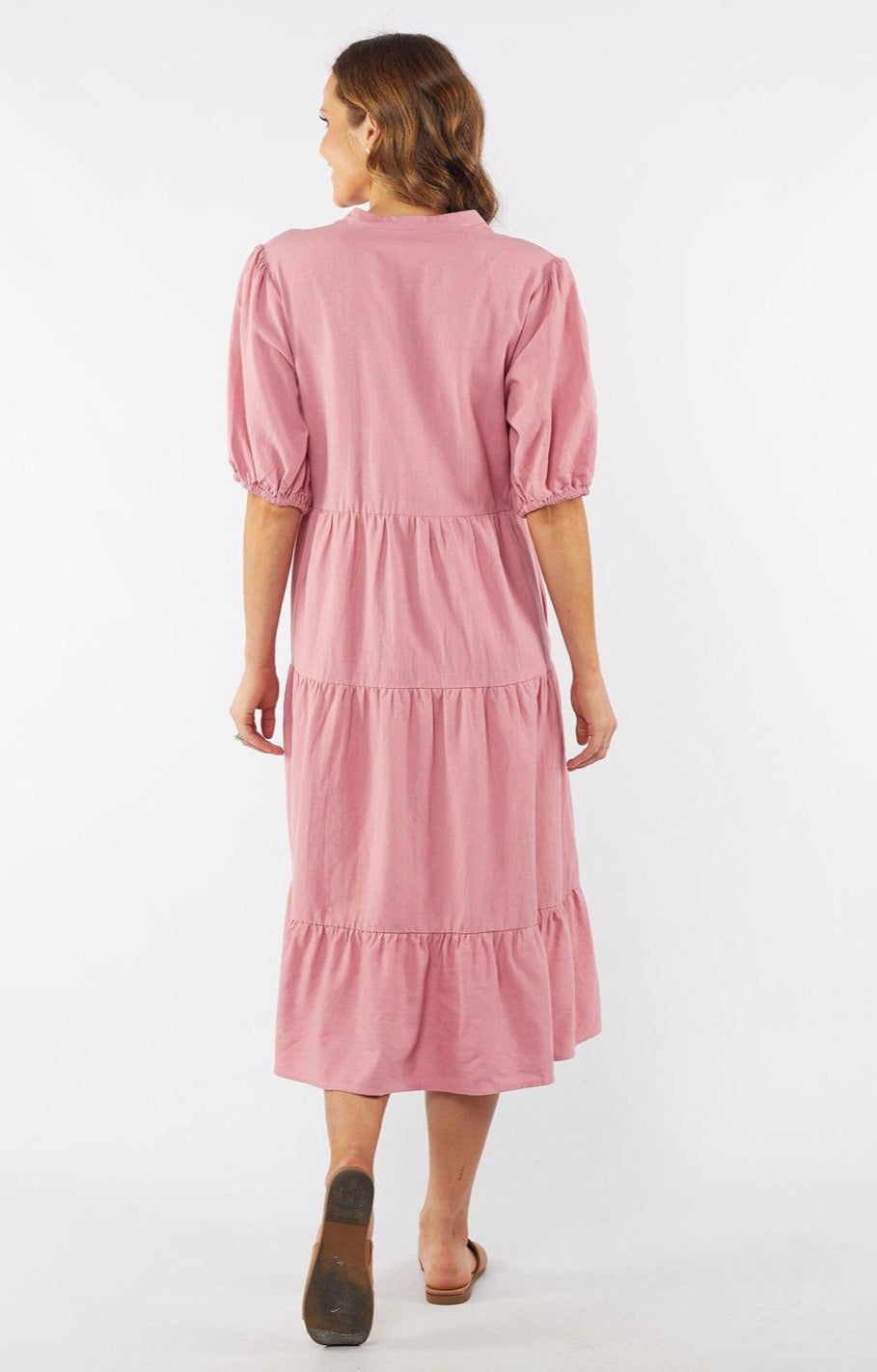 Elm Ladies Constance Tiered Dress in Navy & Chateau Rose