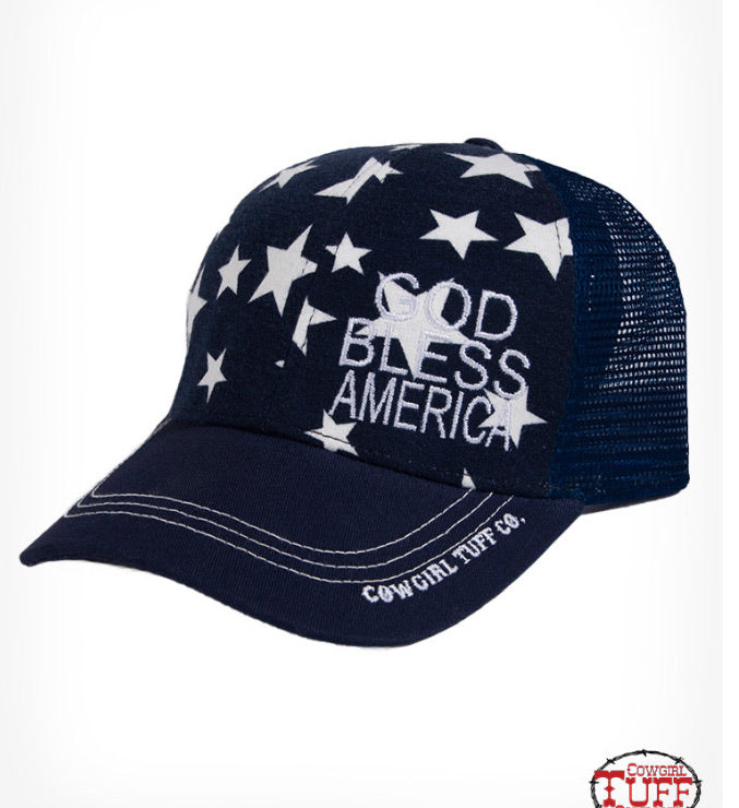 Cowgirl Tuff Ladies Navy Star Trucker