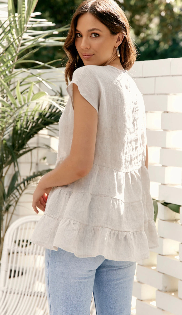 Adorne Ladies Britney Linen Top