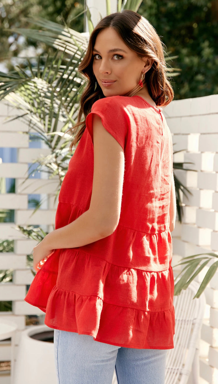 Adorne Ladies Britney Linen Top