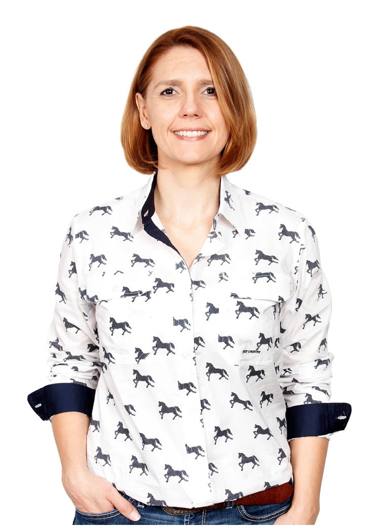 Just Country Womens Georgie Half Button Print Work shirts