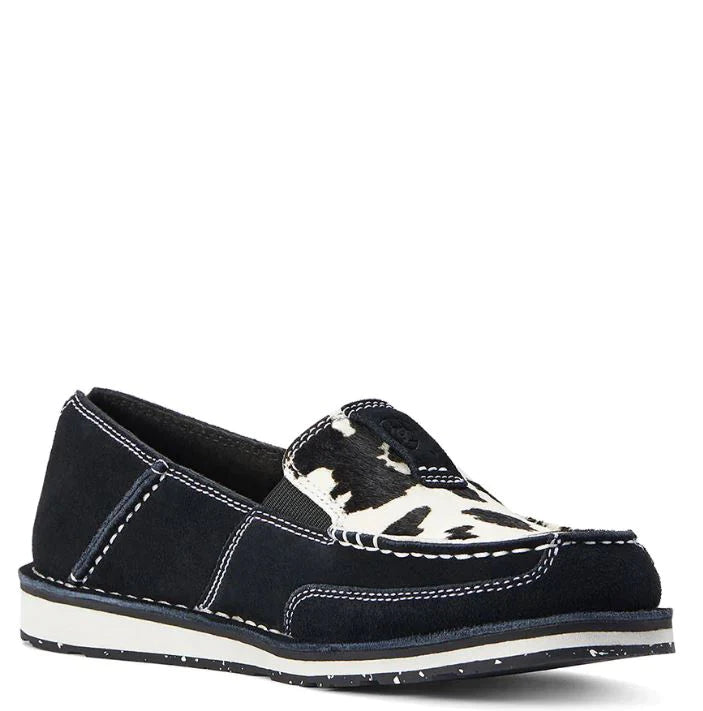 Ariat Ladies Cruiser Black Suede/Black and White Hair On