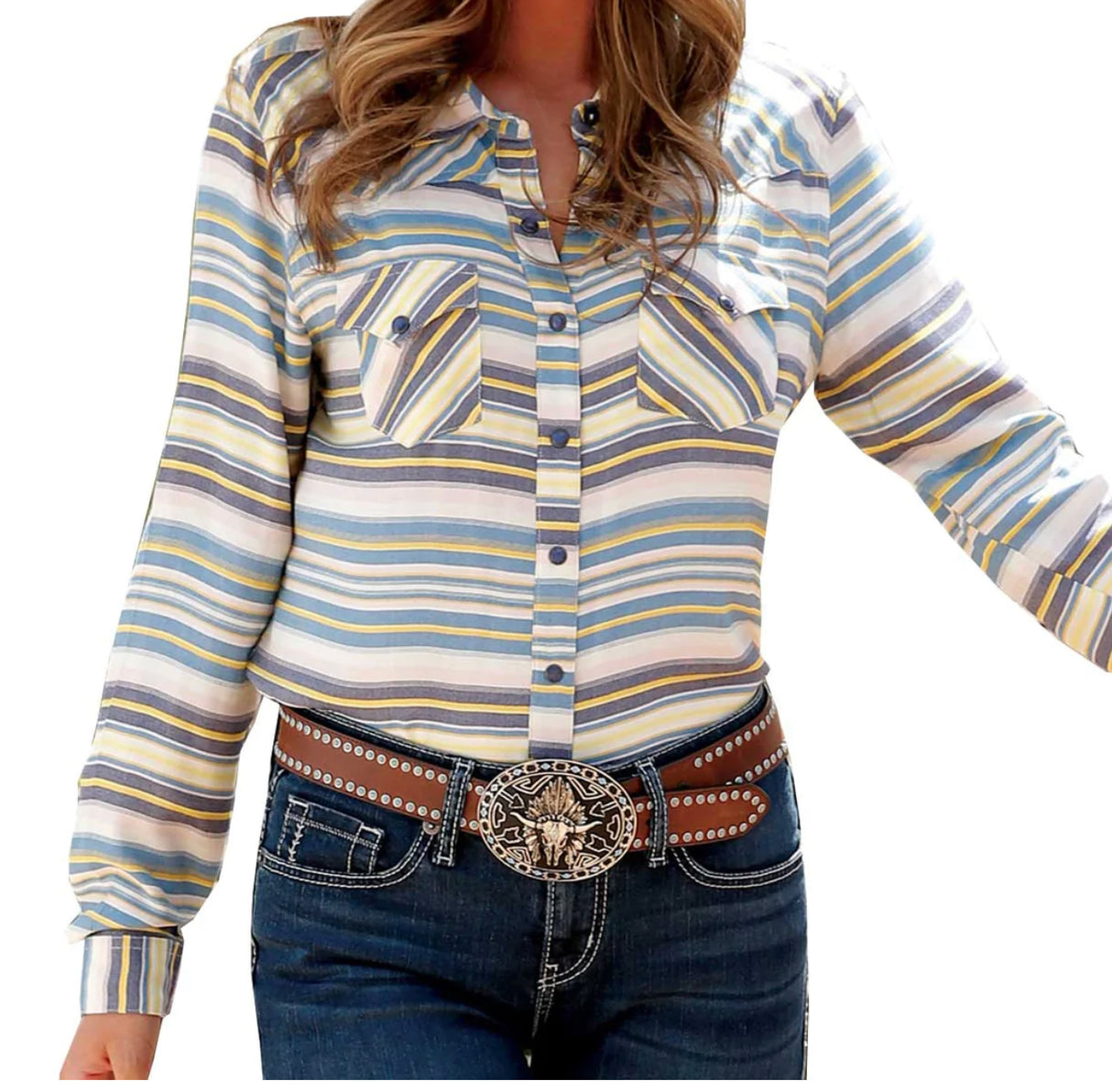 Cruel Girl Ladies Striped Long Sleeved Shirt
