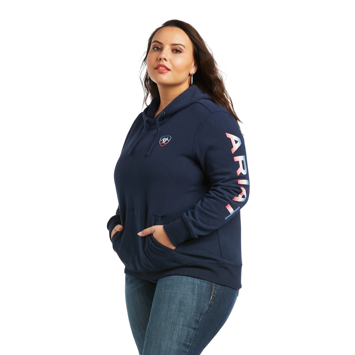 Ariat Ladies Real Serape Logo Arm Sweatshirt - Navy