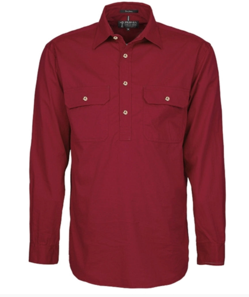 Pilbara Mens Closed Front Long Sleeved Shirt RM200CF