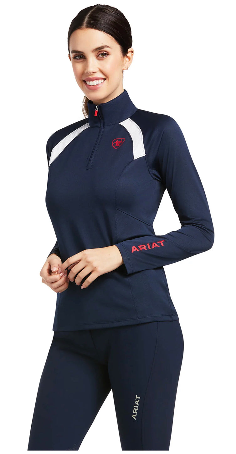 Ariat Ladies Sunstopper Team 1/4 Zip Baselayer Shirt