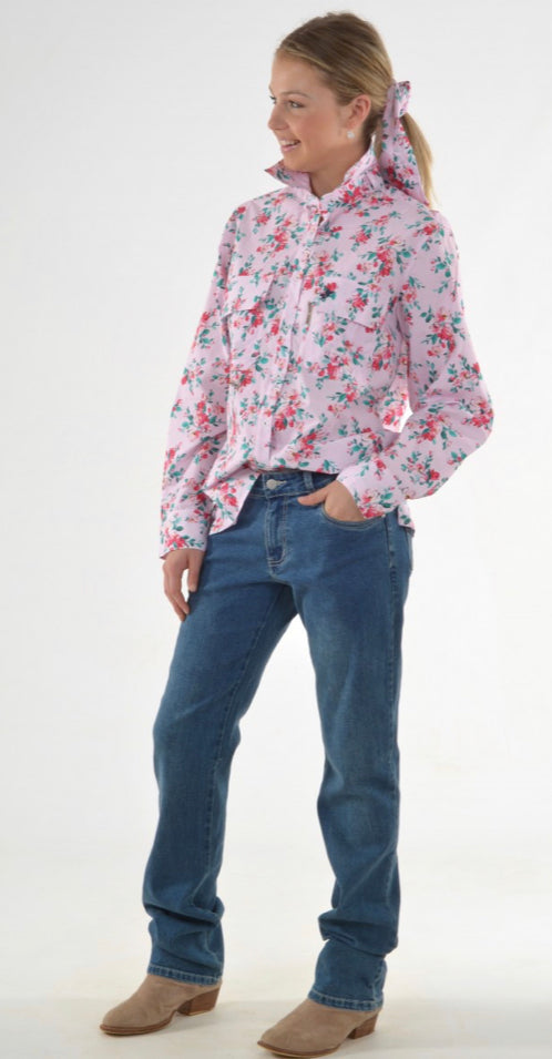 Bullrush Ladies Posie Pink Shirt Full Button