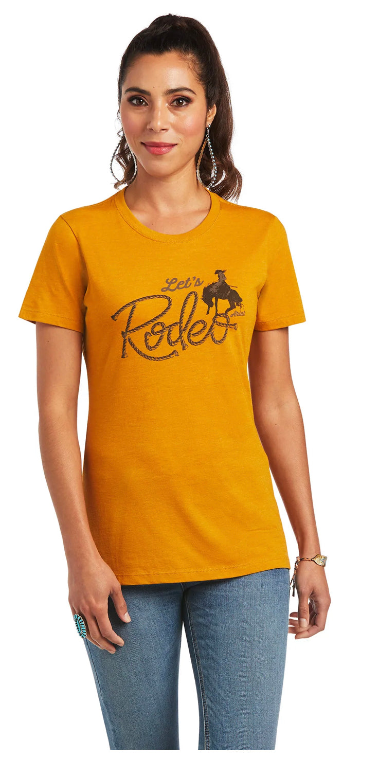 Ariat Ladies Lets Rodeo SS Tee Buckhorn Heather