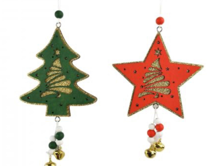 Glitter Tree In Tree & Star Hanging Decorations
