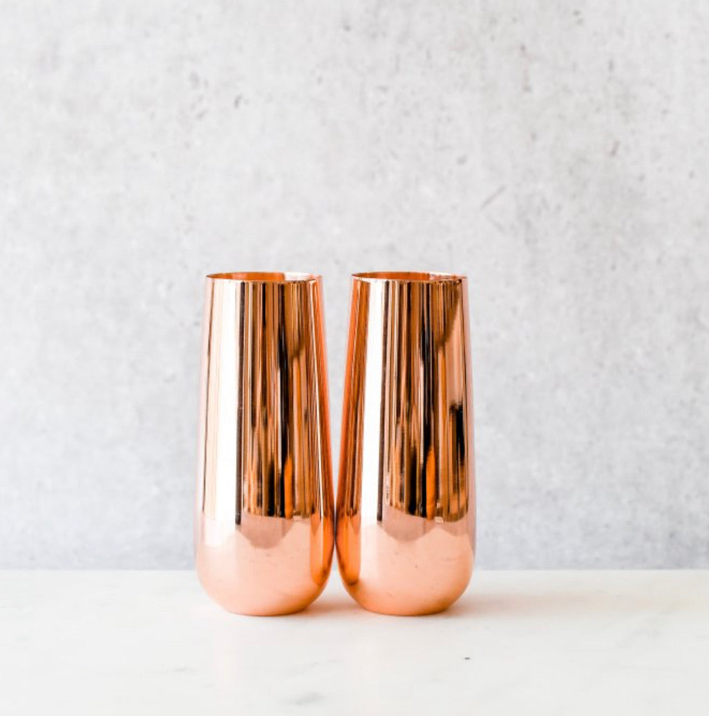 CLINQ Stemless Copper Champagne Flute 2 Pack