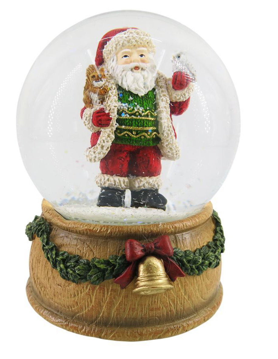 Woodland Santa Snow Globe Brown