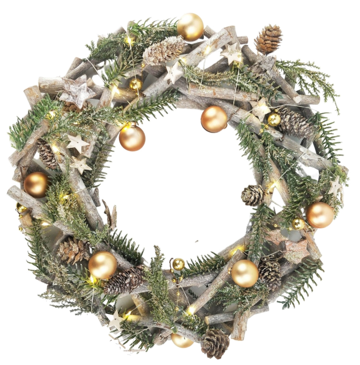 Woodland Christmas Wreath with Lights