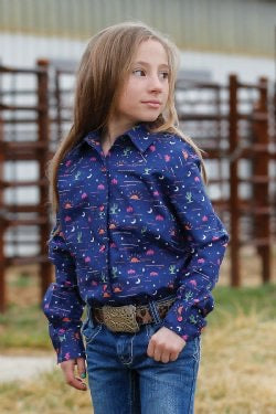 Cruel Girl Kids Navy Desert Print Shirt