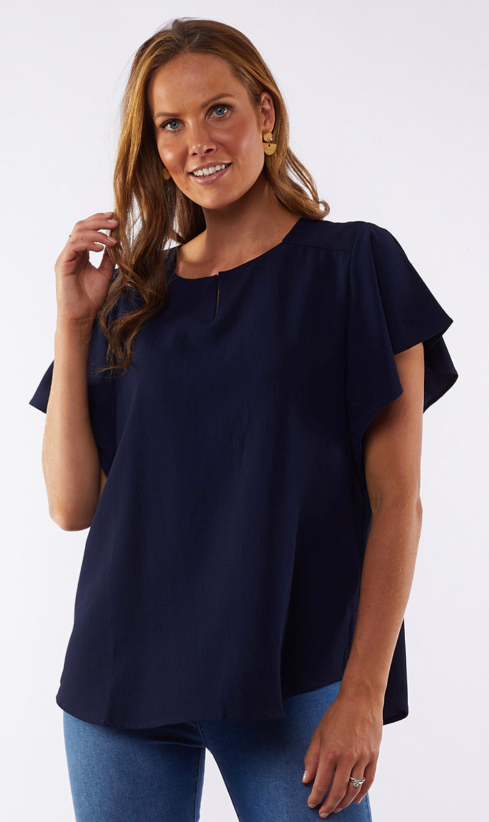 Elm Ladies Queenie Top in Navy & White