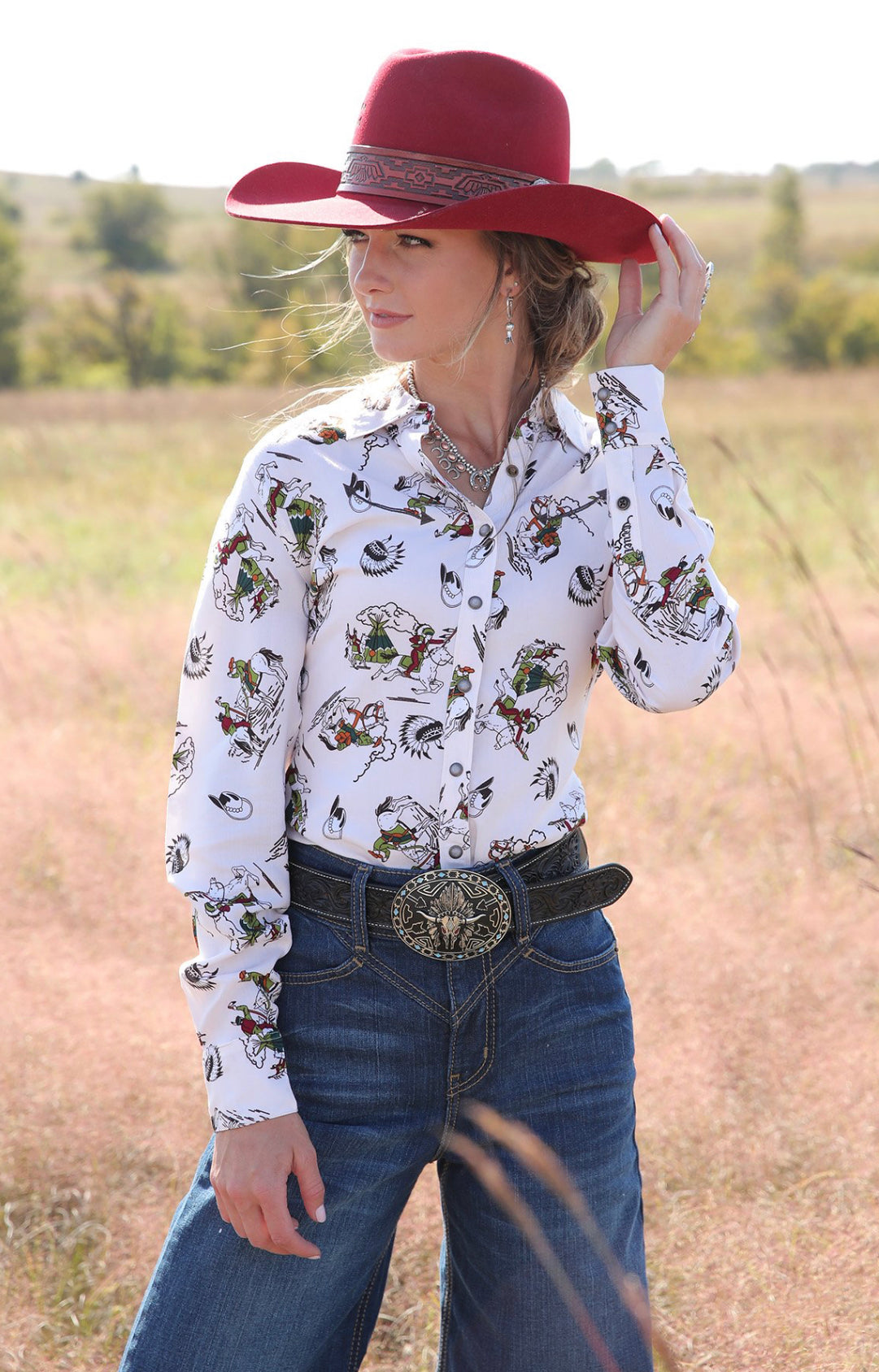 Cruel Girl Womens Western Shirt in Cream