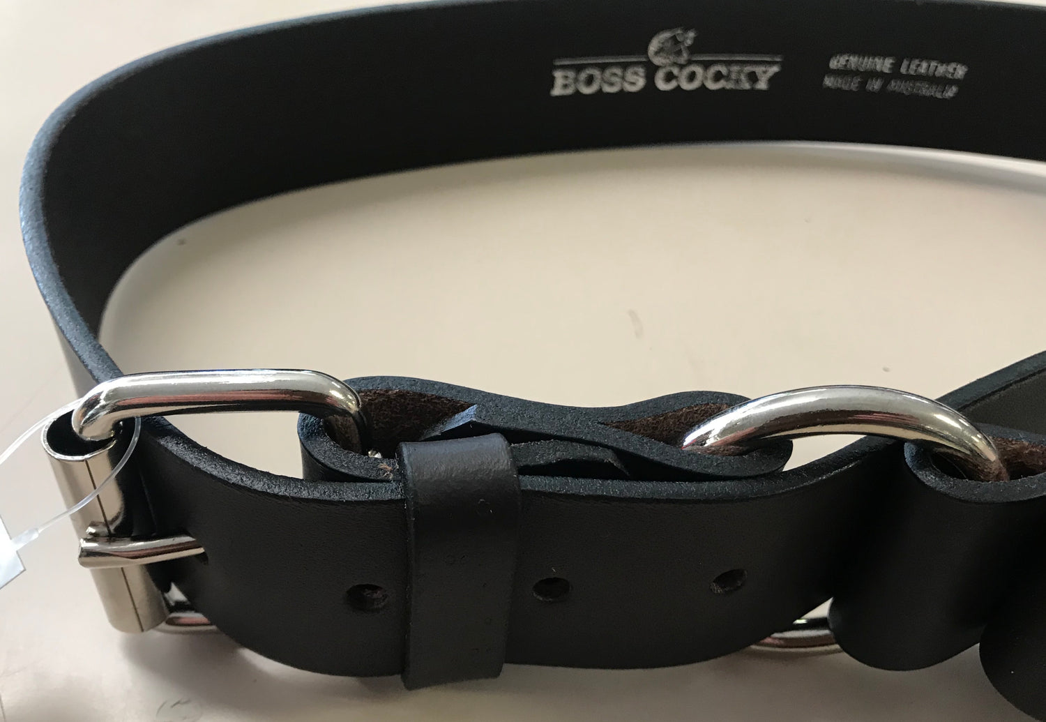 Boss Cocky Ringer Double Ring Brown Leather Belt 38mm