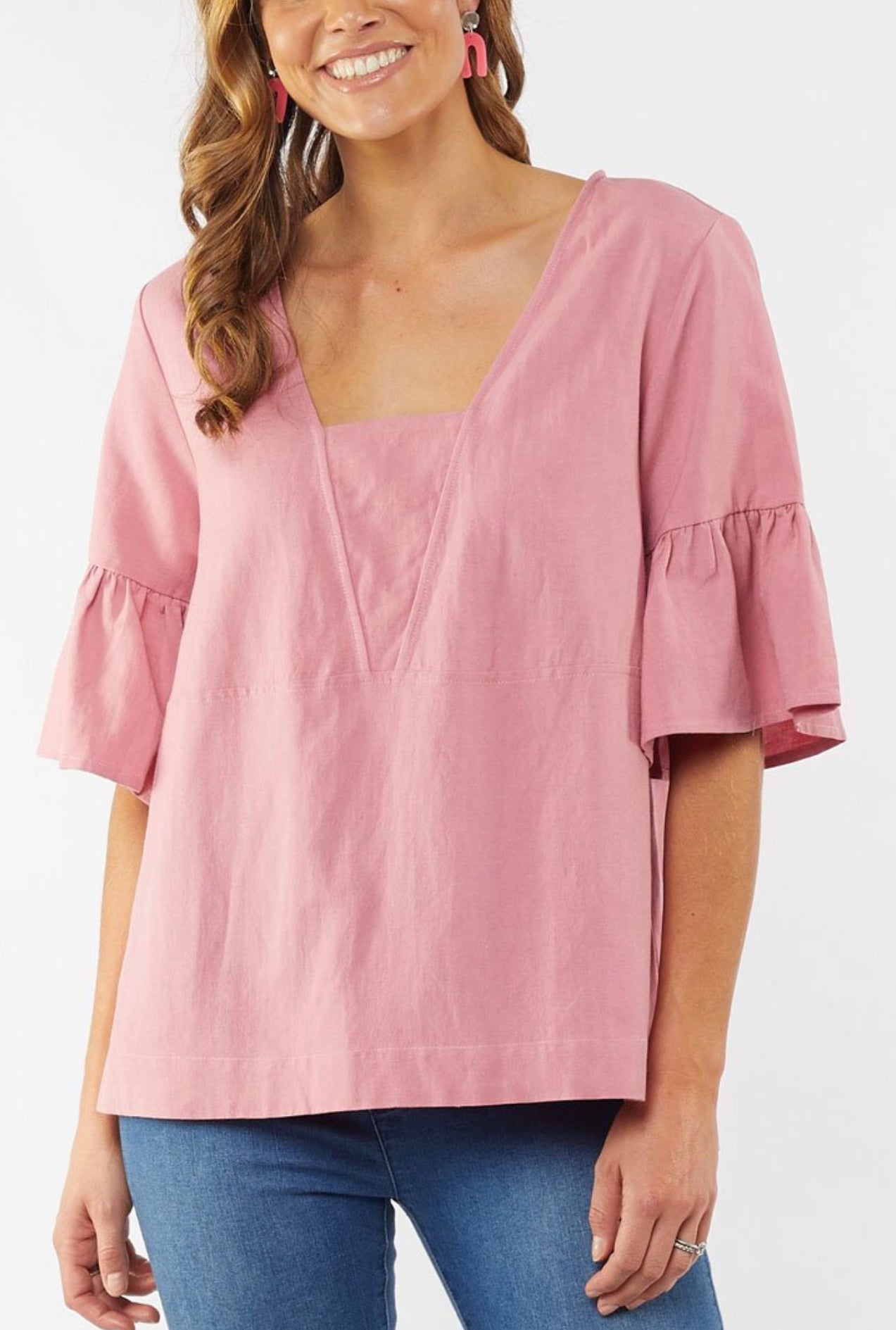 Elm Ladies Ellie Frill Top in Pink