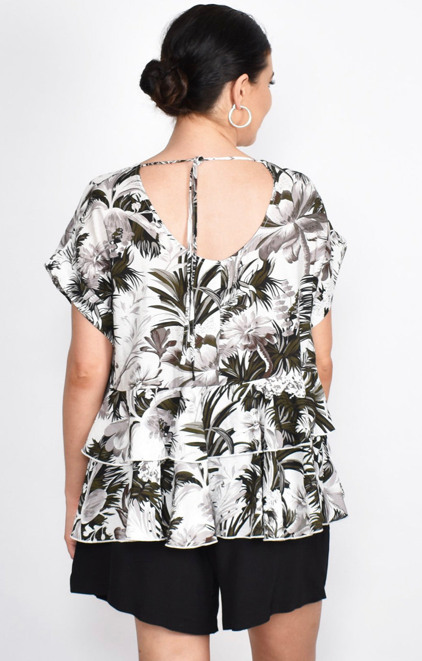 Adorne Ava Printed Ruffle Top