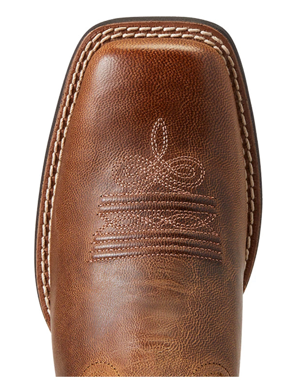 Ariat Ladies Round Up Wide Square Pearl Brown / Metallic Leopard Boots 10040363