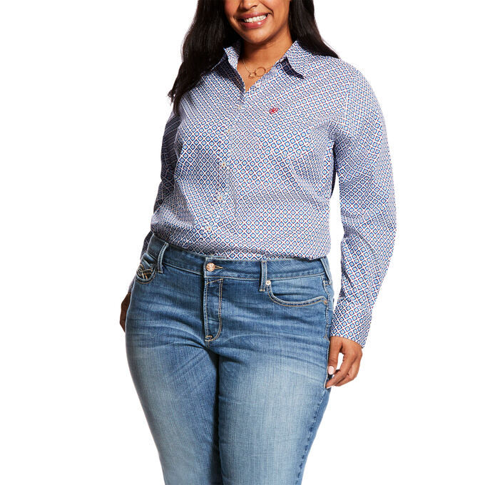 Ariat Ladies Kirby Stretch Blue Print Shirt