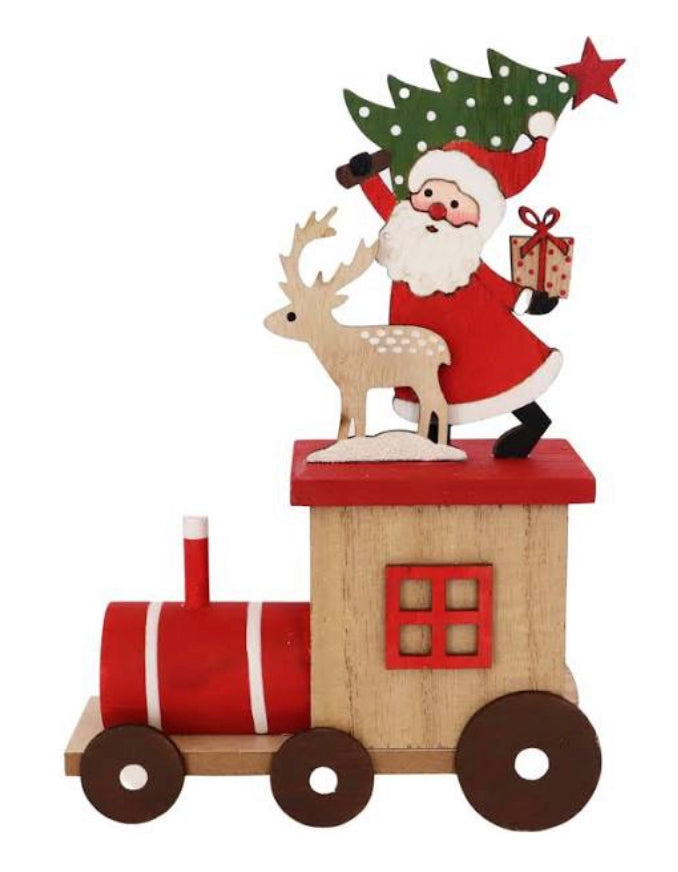 Santa & Reindeer on a Train Decoration