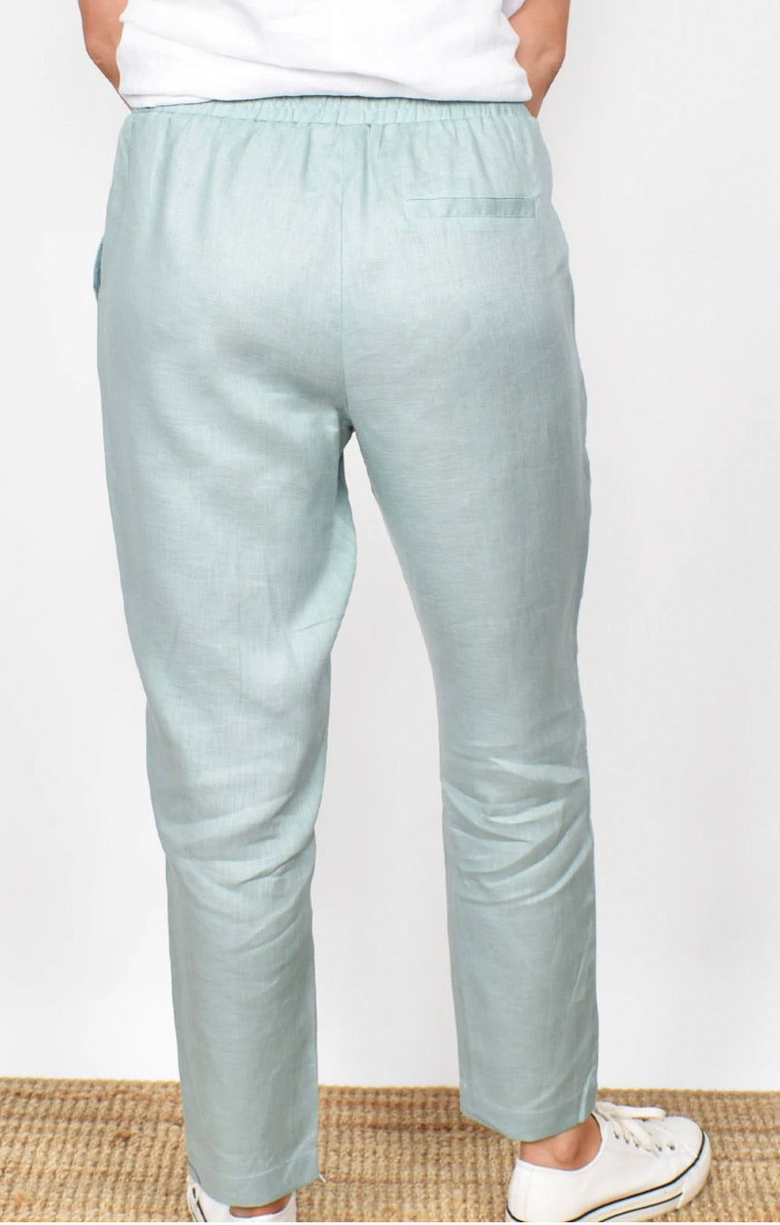Adorne Ladies Annabelle Linen Pants - Sage